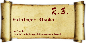 Reininger Bianka névjegykártya